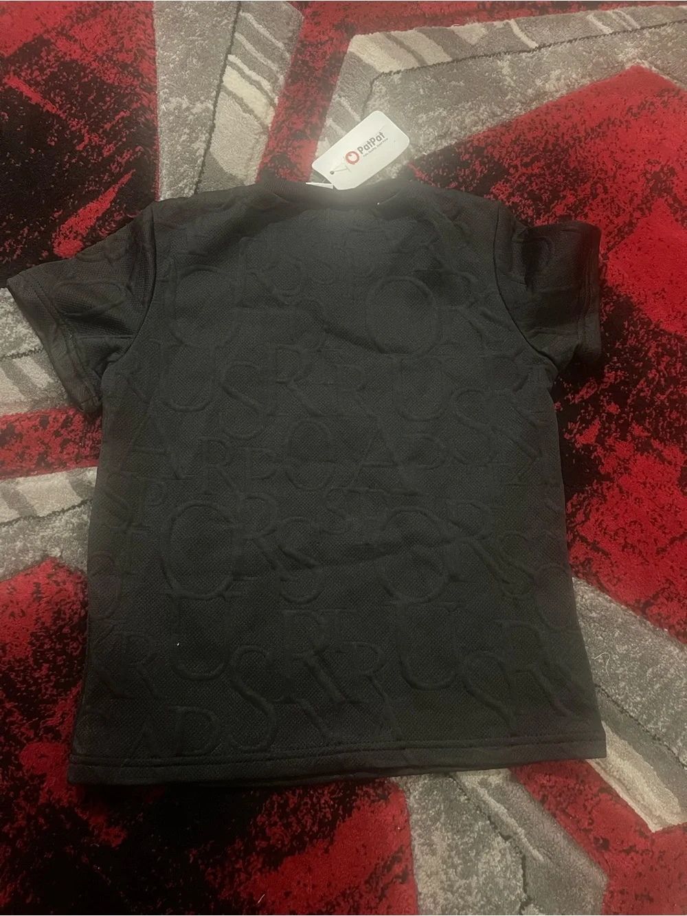PatPat Black Textured Short Sleeve Tee